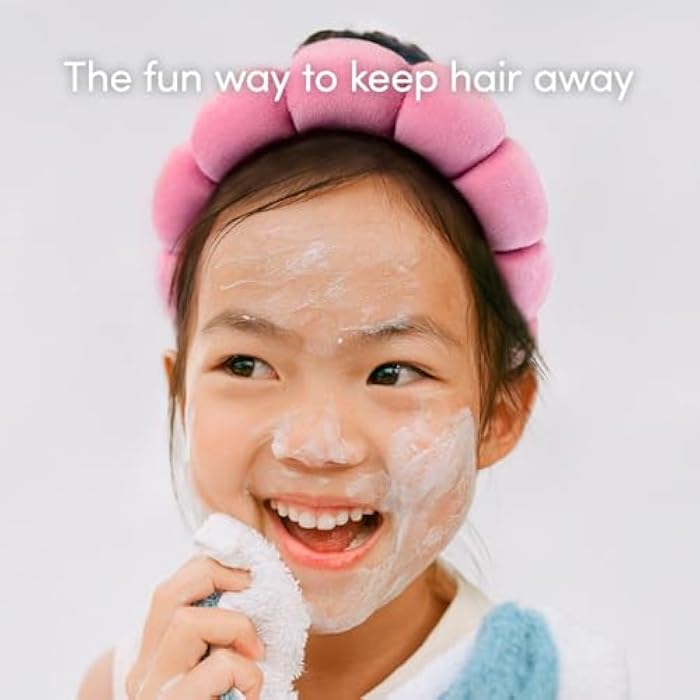 Evereden Kids Spa Headband: Stylish, Soft, & Adorable Sponge and Terry Fabric Spa Headbands for Girls - Face Wash Headband for Face Washing, Putting on Face Paint, or Just Having Fun - Image 5